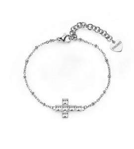 Bracciale Gioielli Sagapò Arcadia in acciaio con croce e cristalli SRD13