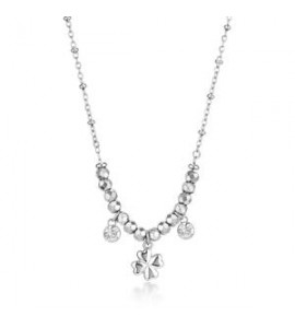 Collana donna gioielli Brosway Chakra in acciaio con quadrifoglio BHKN163