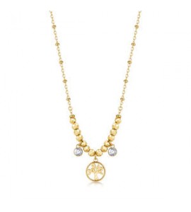 Collana donna gioielli Brosway Chakra in acciaio dorato con albero della vita BHKN168