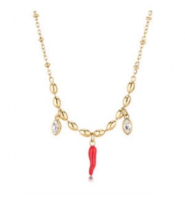 Collana donna gioielli Brosway Chakra in acciaio dorato con cornetto BHKN170