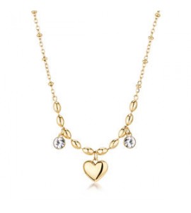 Collana donna gioielli Brosway Chakra in acciaio dorato con cuore BHKN162