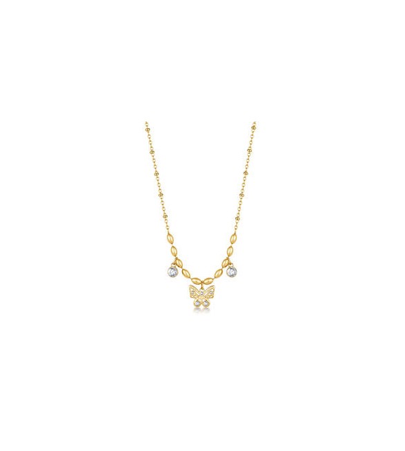 Collana donna gioielli Brosway Chakra in acciaio dorato con farfalla BHKN166