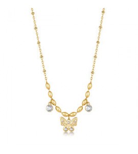 Collana donna gioielli Brosway Chakra in acciaio dorato con farfalla BHKN166