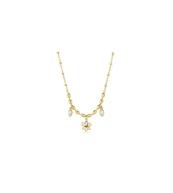 Collana donna gioielli Brosway Chakra in acciaio dorato con fiore di loto BHKN158