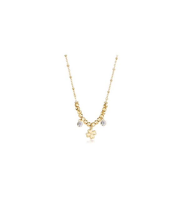 Collana donna gioielli Brosway Chakra in acciaio dorato con quadrifoglio BHKN164