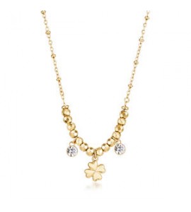 Collana donna gioielli Brosway Chakra in acciaio dorato con quadrifoglio BHKN164