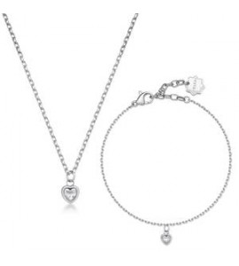 Collana e Bracciale Donna Gioielli Brosway Chakra in acciaio Cuore BHKLE01