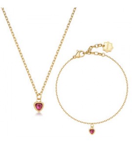 Collana e Bracciale Donna Gioielli Brosway Chakra in acciaio dorato Cuore BHKLE02
