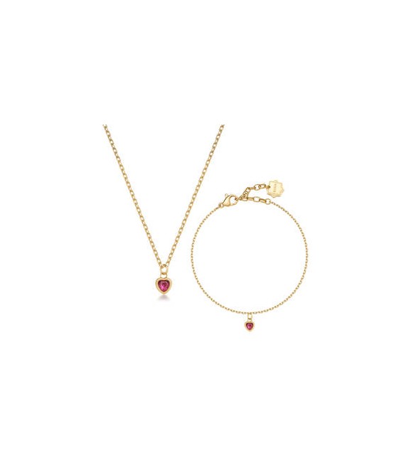 Collana e Bracciale Donna Gioielli Brosway Chakra in acciaio dorato Cuore BHKLE02