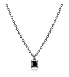 Collana Gioielli Sagapò Tricky in acciaio brunito con zircone nero STK13