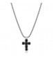 Collana Uomo Gioielli Brosway Avantgarde in acciaio brunito croce con zirconi neri BVD03