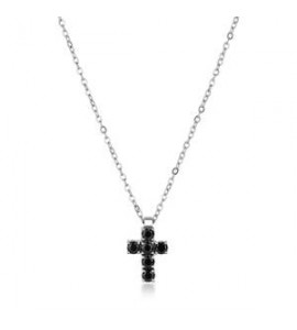 Collana Uomo Gioielli Brosway Avantgarde in acciaio croce con zirconi neri BVD02