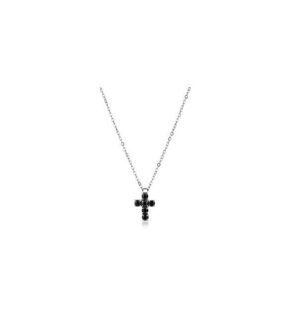 Collana Uomo Gioielli Brosway Avantgarde in acciaio croce con zirconi neri BVD02