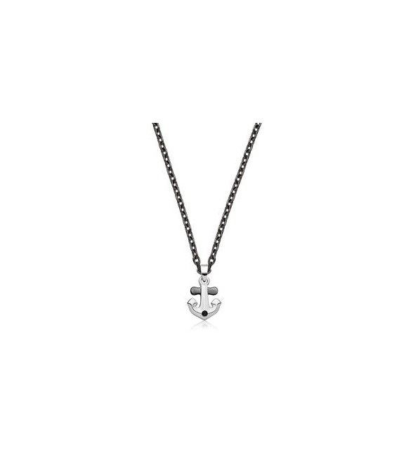 Collana Uomo Gioielli Sagapò Nautika in acciaio brunito con ancora SNK06