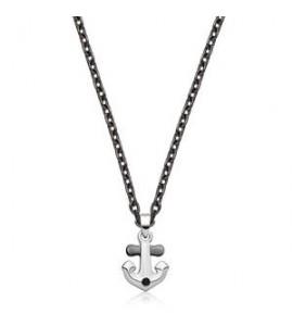 Collana Uomo Gioielli Sagapò Nautika in acciaio brunito con ancora SNK06