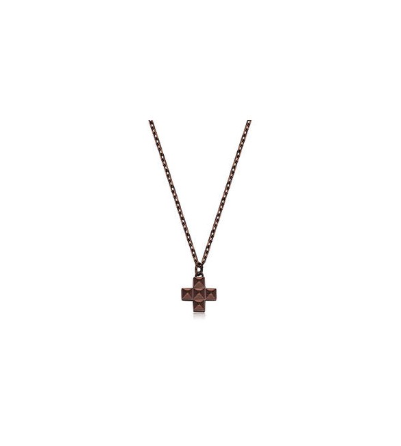 Collana Uomo Gioielli Sagapò Proud in acciaio marrone con croce SPD28
