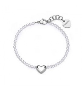 Bracciale Donna Gioielli Sagapò Stellar in acciaio Cuore e perle SSE41