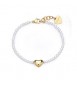 Bracciale Donna Gioielli Sagapò Stellar in acciaio dorato Cuore e perle SSE42