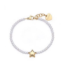 Bracciale Donna Gioielli Sagapò Stellar in acciaio dorato Stella e perle SSE46