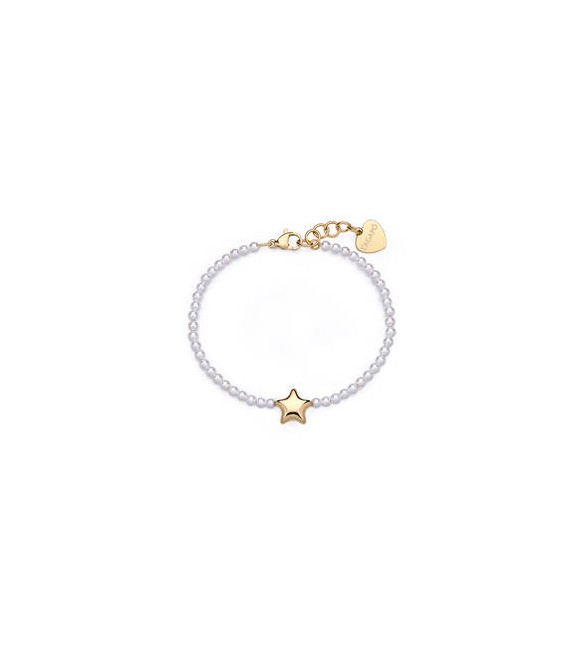 Bracciale Donna Gioielli Sagapò Stellar in acciaio dorato Stella e perle SSE46