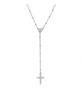 Collana Donna Gioielli Sagapò Dazzly in acciaio con cristallo bianco e croce SDZ136
