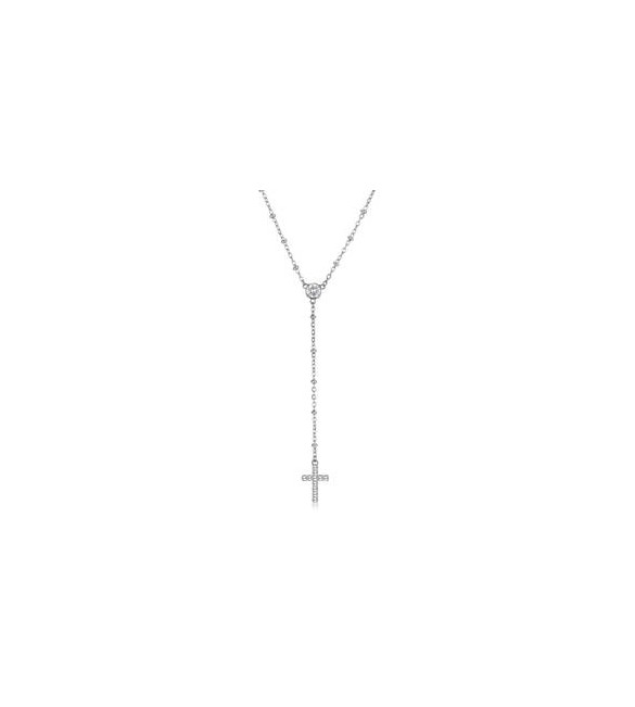 Collana Donna Gioielli Sagapò Dazzly in acciaio con cristallo bianco e croce SDZ136