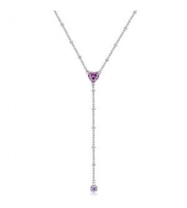 Collana Donna Gioielli Sagapò Dazzly in acciaio con cuore e cristallo ametista pendente SDZ132