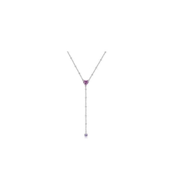 Collana Donna Gioielli Sagapò Dazzly in acciaio con cuore e cristallo ametista pendente SDZ132