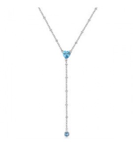 Collana Donna Gioielli Sagapò Dazzly in acciaio con cuore e cristallo azzurro pendente SDZ133