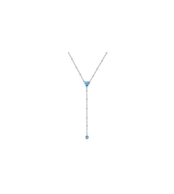 Collana Donna Gioielli Sagapò Dazzly in acciaio con cuore e cristallo azzurro pendente SDZ133