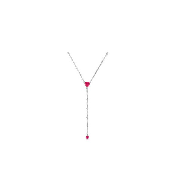 Collana Donna Gioielli Sagapò Dazzly in acciaio con cuore e cristallo rosso pendente SDZLE01