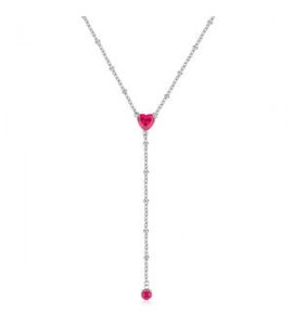 Collana Donna Gioielli Sagapò Dazzly in acciaio con cuore e cristallo rosso pendente SDZLE01