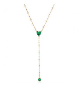 Collana Donna Gioielli Sagapò Dazzly in acciaio dorato con cuore e cristallo verde pendente SDZ135