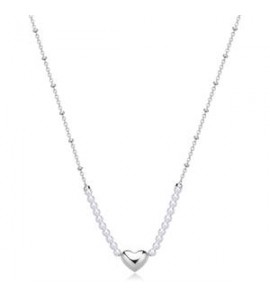 Collana Donna Gioielli Sagapò Stellar in acciaio Cuore e perle SSE33