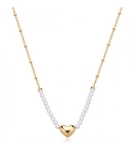 Collana Donna Gioielli Sagapò Stellar in acciaio dorato Cuore e perle SSE34