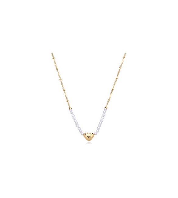 Collana Donna Gioielli Sagapò Stellar in acciaio dorato Cuore e perle SSE34
