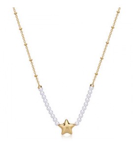 Collana Donna Gioielli Sagapò Stellar in acciaio dorato Stella e perle SSE38