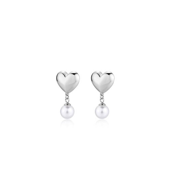 Orecchini Donna Gioielli Sagapò Stellar in acciaio Cuore e perle SSE47