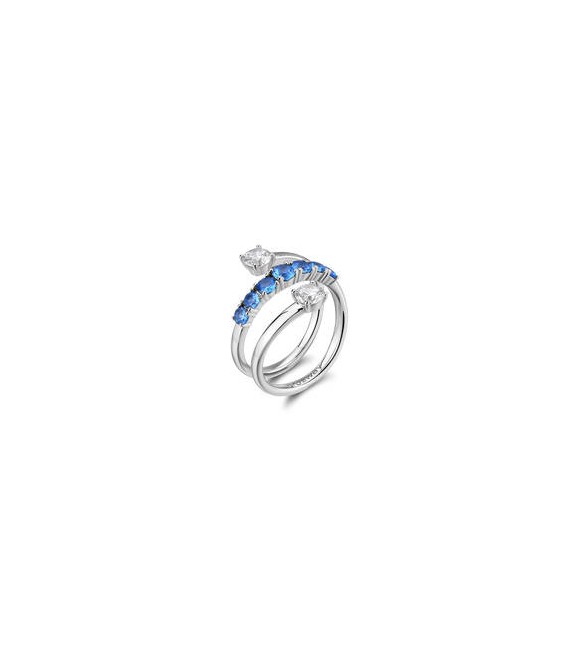 Anello Gioielli Fancy by Brosway in argento fascia zirconi blu misura 14 FFB124C