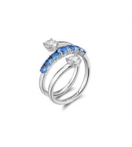 Anello Gioielli Fancy by Brosway in argento fascia zirconi blu misura 16 FFB124D