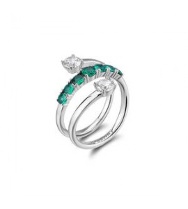 Anello Gioielli Fancy by Brosway in argento fascia zirconi verde smeraldo misura 16 FLG135D