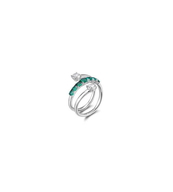 Anello Gioielli Fancy by Brosway in argento fascia zirconi verde smeraldo misura 16 FLG135D