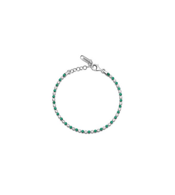 Bracciale Tennis Gioielli Fancy by Brosway in argento zircone bianco verde smeraldo FLG127
