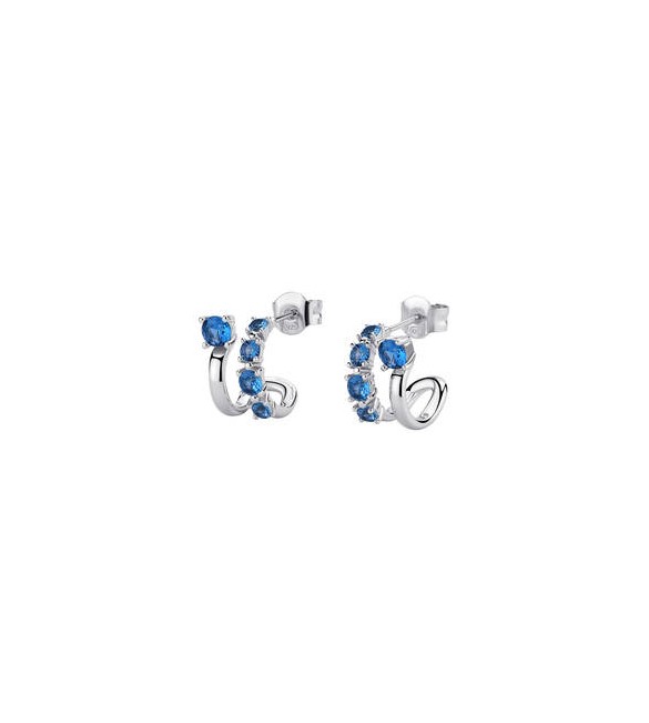 Orecchini Cerchio Gioielli Fancy by Brosway in argento zircone blu FFB123