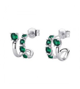 Orecchini Cerchio Gioielli Fancy by Brosway in argento zircone verde smeraldo FLG134