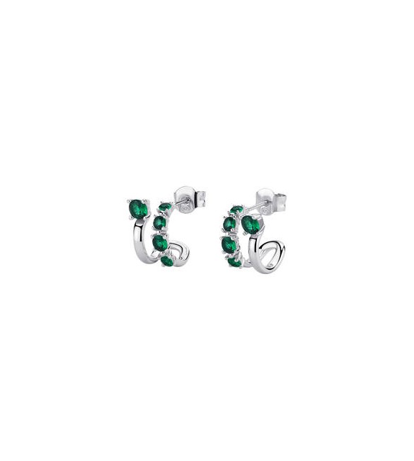 Orecchini Cerchio Gioielli Fancy by Brosway in argento zircone verde smeraldo FLG134