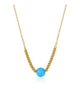 Collana donna gioielli Sagapò Glint in acciaio dorato e turchese sgi06