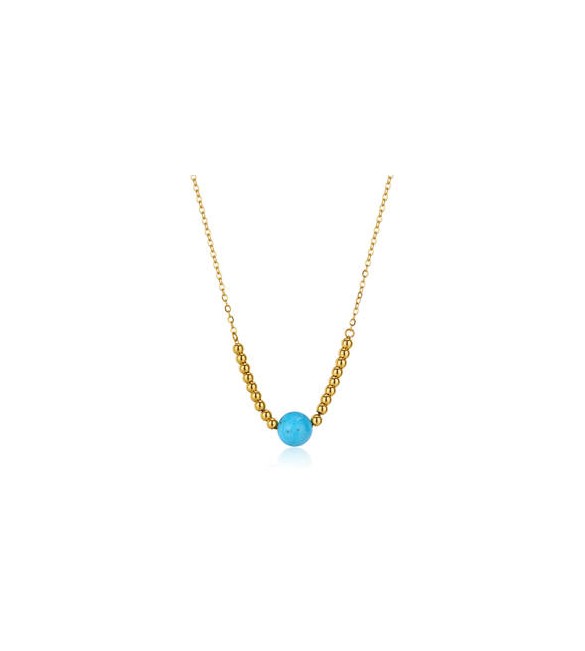 Collana donna gioielli Sagapò Glint in acciaio dorato e turchese sgi06