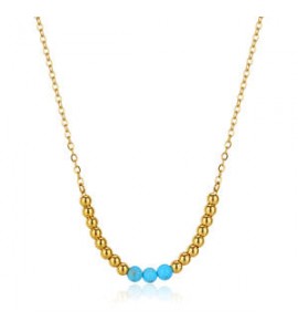 Collana donna gioielli Sagapò Glint in acciaio dorato e turchese sgi08