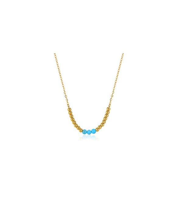 Collana donna gioielli Sagapò Glint in acciaio dorato e turchese sgi08